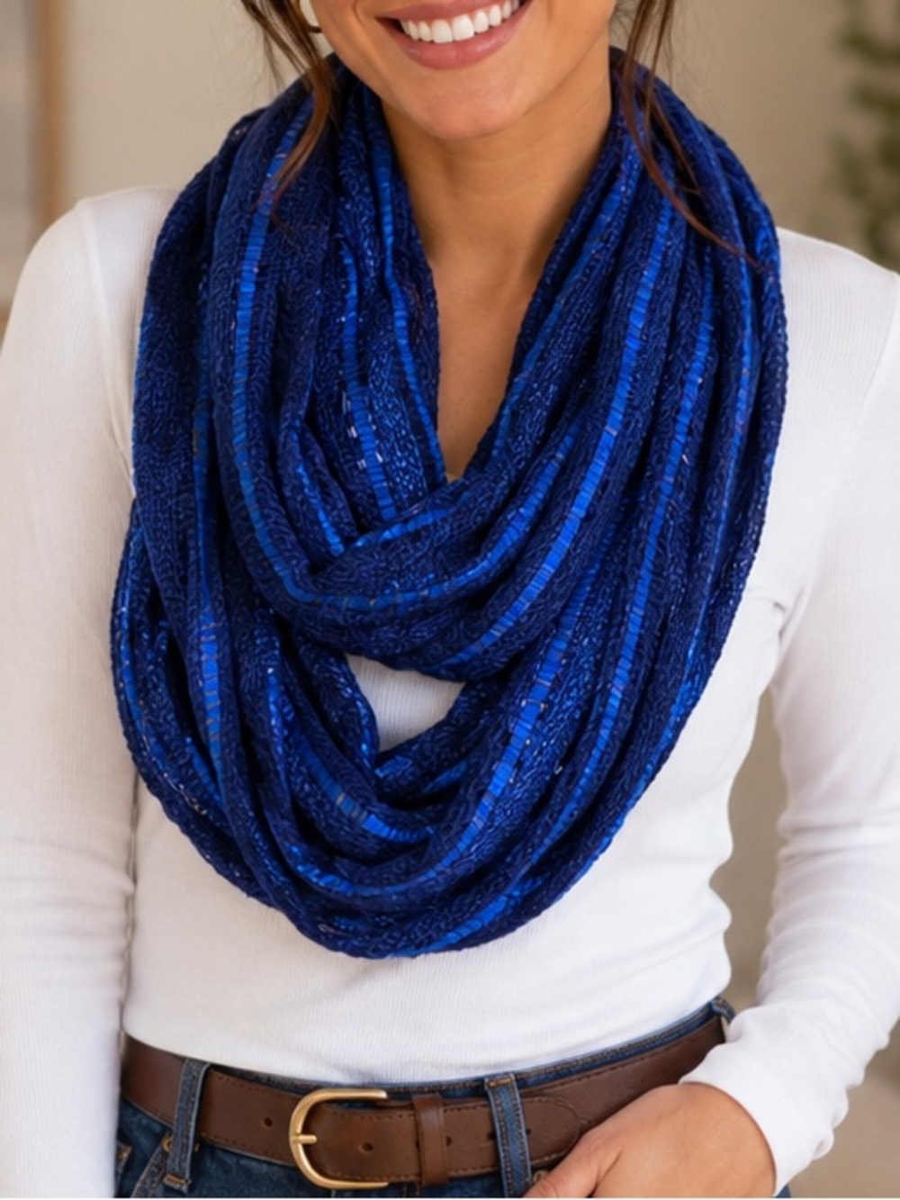 🌸 Mixit Navy and Cobalt Infinity Scarf
